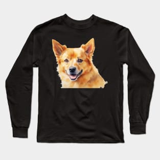 Watercolor Finnish Spitz Long Sleeve T-Shirt